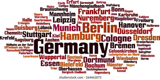 Cities in Germany word cloud concept. Vector illustration