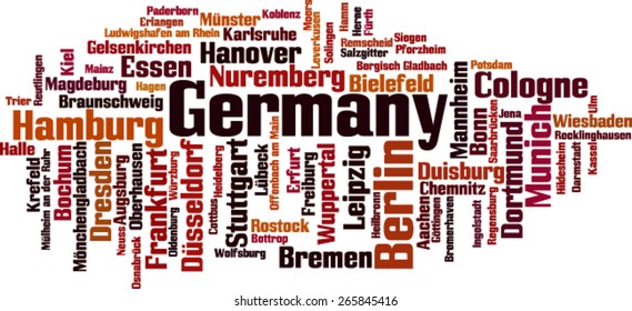 Cities in Germany word cloud concept. Vector illustration