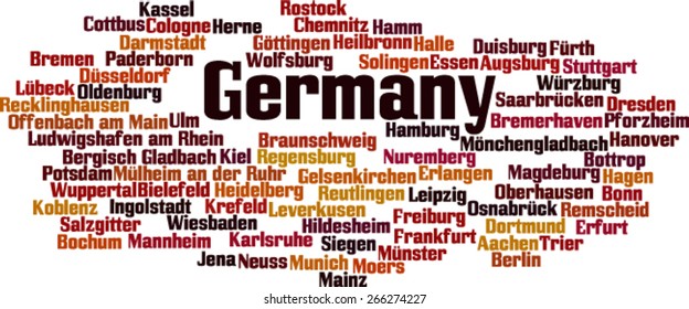 Cities in Germany word cloud concept. Vector illustration