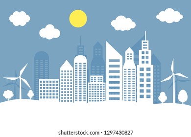 cities landscape. eco friendly concept. earth day and world environment day. paper art. vector illustration.
