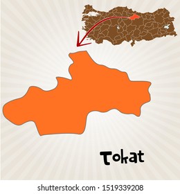 Cities and locations on the map of Turkey - Tokat