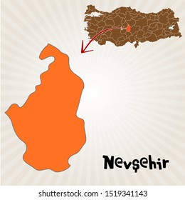 Cities and locations on the map of Turkey - Nevsehir