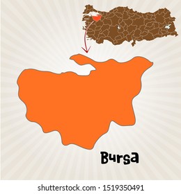 Cities and locations on the map of Turkey - Bursa