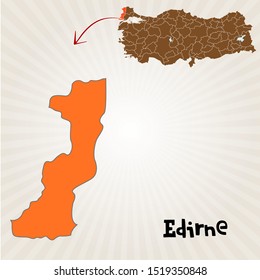 Cities and locations on the map of Turkey Edirne