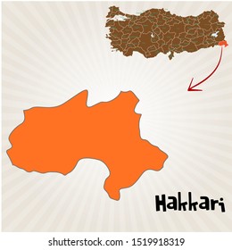 Cities and locations on the map of Turkey Hakkari