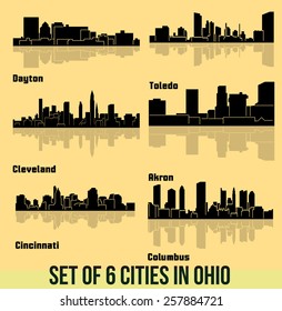 Cities in Ohio (Columbus, Akron, Toledo, Dayton, Cincinnati, Cleveland )