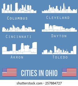 Cities in Ohio (Columbus, Akron, Toledo, Dayton, Cincinnati, Cleveland )