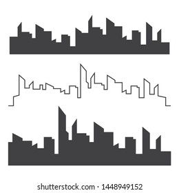 Cities silhouette. City landscape template. Thin line City landscape