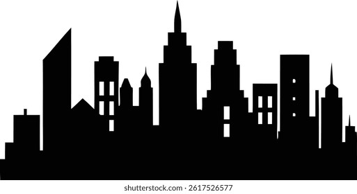 cities silhouette, modern building silhouette