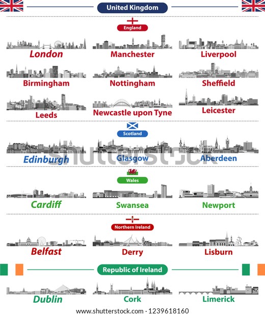 Cities Skylines British Isles Countries United Stock Vector Royalty Free 1239618160