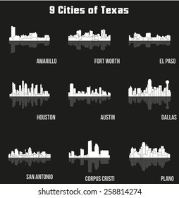 Cities of Texas ( Amarillo, Fort Worth, El Paso, Houston, Austin, Dallas, San Antonio, Plano, Corpus Cristi, Galveston, Abilene, Arlington, Lubbock, Midland, Beaumont )