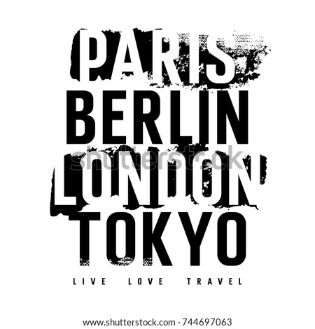 Cities typography for T-shirt graphics, posters and prints. Inscriptions 