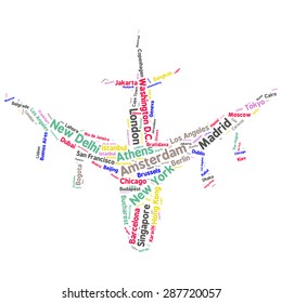 Cities in the World related word cloud background 