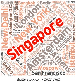 Cities in the World related word cloud background 