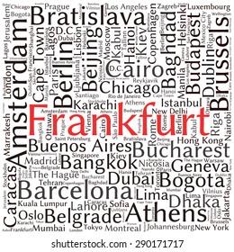 Cities in the World related word cloud background 