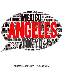 Cities in the World related word cloud background 