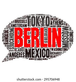 Cities in the World related word cloud background 