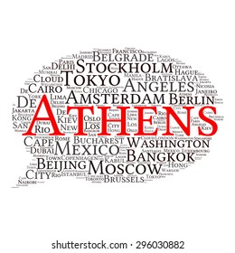 Cities in the World related word cloud background 