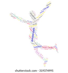 Cities in the World related word cloud background 