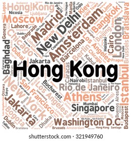 Cities in the World related word cloud background 