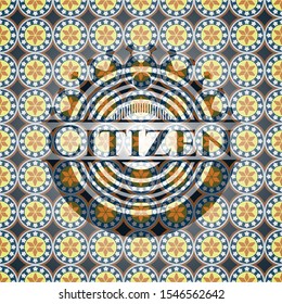 Citizen arabesque style emblem. arabic decoration.