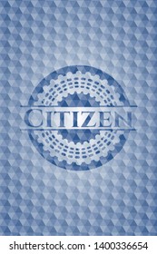 Citizen blue badge with geometric pattern background. Vector Illustration. Detailed.