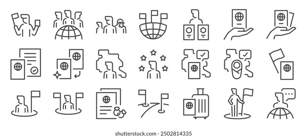 Citizen icon set. It includes nationality, nation, country, race, citizenship, population, and more icons. Editable Vector Stroke.