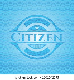 Citizen light blue water badge background. Vector Illustration. Detailed.