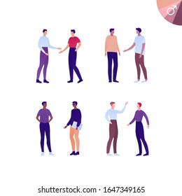 Citizen male diverse ethnic people set. Vector flat person illustration. Group of men in casual and fashion cloth. Design element for banner, poster, background, sketch, art