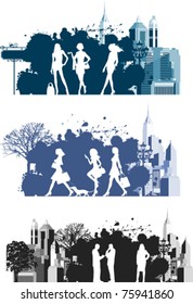 Citizens.  All elements and textures are individual objects. Vector illustration scale to any size.