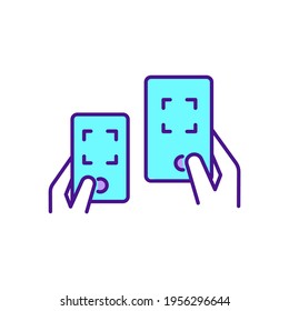 Citizens media RGB color icon. Disseminating information through social media. Content produced by ordinary people. Street journalism. News production and consumption. Isolated vector illustration