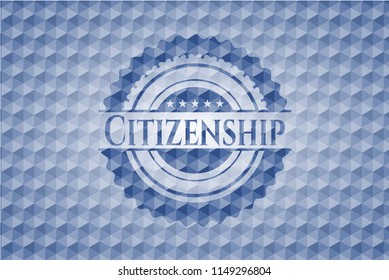 Citizenship blue polygonal emblem.