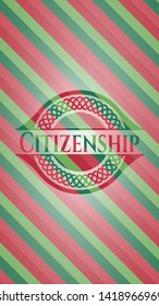 Citizenship christmas badge background. Vector Illustration. Detailed.
