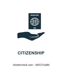 Citizenship icon. Creative element sign from life skills collection. Monochrome Citizenship icon for templates, infographics and more.