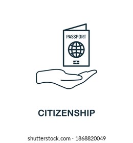 Citizenship Icon. Simple Line Element From Life Skills Collection. Filled Citizenship Icon For Templates, Infographics And More.