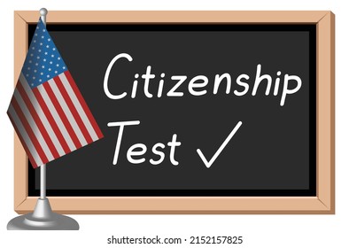 citizenship test, written on blackboard, vector illustration 