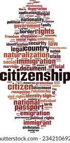 Citizenship word cloud concept. Collage made of words about citizenship. Vector illustration 