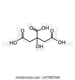 Citric acid chemical formula on white background