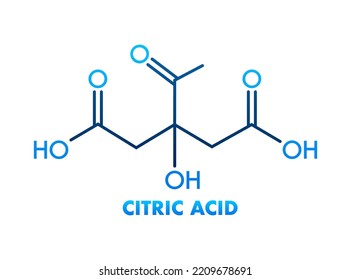 Citric acid concept chemical formula icon label, text font vector illustration