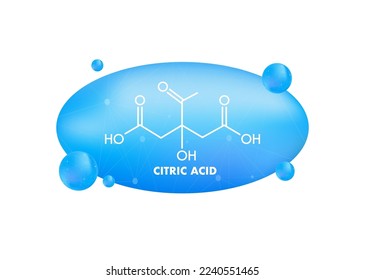 Citric acid concept chemical formula icon label, text font vector illustration