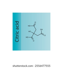 Citric acid skeletal structure diagram. compound molecule scientific illustration.