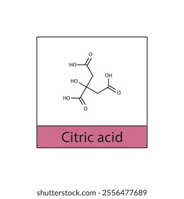 Citric acid skeletal structure diagram. compound molecule scientific illustration.