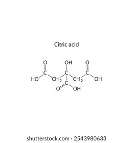 Diagrama de estrutura esquelética de ácido cítrico.Molécula orgânica composta molécula ilustração científica.