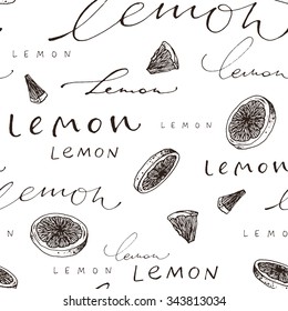 Citric kitchen. Calligraphy and lemons.