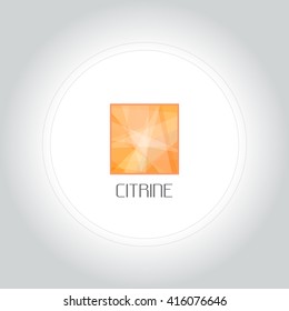 Citrine gem logo in low lolygon style. Vector illustration for web, company logo and brand design. 