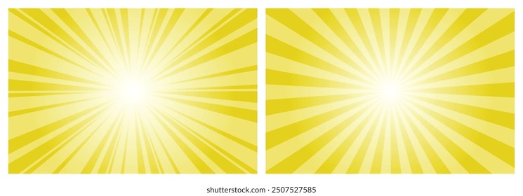 Citrine gelb sunburst Hintergrund Vektordesign. Comic-Hintergrund mit Retro-Strahlen. Hintergrundset für Sonnenburst-Muster.