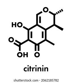 Citrinin mycotoxin molecule. Skeletal formula.