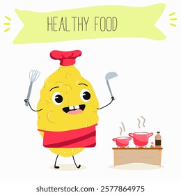 Citron fruit, funny fruit cute cheerful characters. Vector hand drawn illistration.