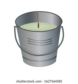 Citronella bucket candle isolated on white background. Citronella candles used as mosquito repellent. Natural plant based insect repellent. Mosquito repellent candles. Stock vector illustration