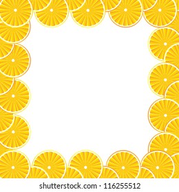 Citrus background with slices orange. Vector stylized background.